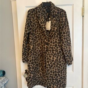Love Tree Leopard Print Long Coat - Brown and Black